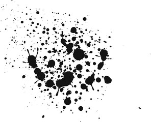 Poster - Captivating black ink splatters on white background create modern abstract design.