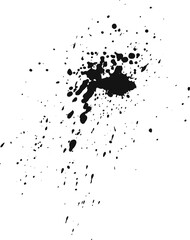 Poster - Black ink splatters dramatically against a pristine white backdrop, forming an intriguing abstract design with varying droplet sizes and densities