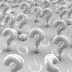 Poster - Many question marks in 3D rendering. Business ideas, concepts. Endless inquiries, innovations. Abstract illustration for tech, business themes. Modern tech visualization of indefinite questions.