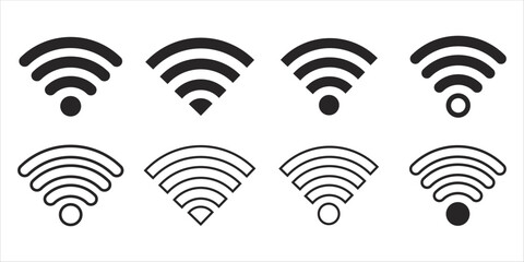 Poster - Wi-Fi Icon Set with Network and Signal Icons on White Background