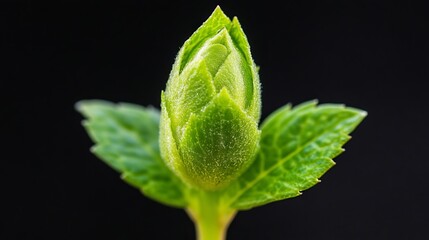 Wall Mural - A close up of a green leaf bud on a plant