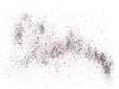 © dule964 - Red and black chalk pieces and dust flying, effect explode isolated on white, clipping path