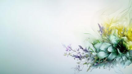 Poster - Floral abstract art digital canvas contemporary design soft colors minimalist style for home decor