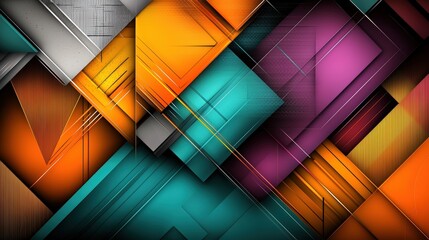 Leinwandbilder - Vibrant abstract art showcase digital gallery graphic design modern space wide angle colorful geometric shapes for impact
