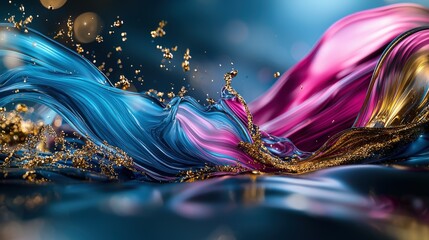 Aufkleber - Dynamic liquid art display modern gallery abstract composition vibrant colors close-up view visual energy exploration