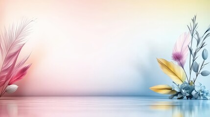 Poster - Floral design elements abstract setting digital artwork minimalist style soft color palette aesthetic visual appeal