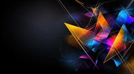 Aufkleber - Dynamic geometric shapes in vibrant gradients digital art abstract dark background artistic expression modern aesthetics