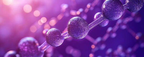 Leinwandbilder - Close-up view of vibrant purple molecular structure. Complex scientific research in chemistry, biology depicted. Image shows molecular bonds, detailed structure. Innovation in biomolecular research