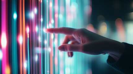 Poster - interactive light display invites engagement in a vibrant city setting at night