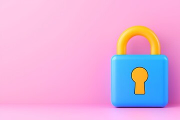 Poster - the concept of cybersecurity and safeguarding private data. a lock on a futuristic background with s