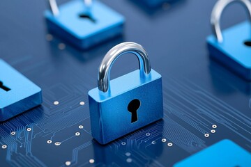 Poster - the concept of cybersecurity and secure networks. data protection and gdpr. a glowing futuristic bac