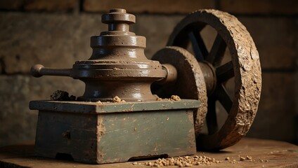 Wall Mural - Old-fashioned stone grinder.