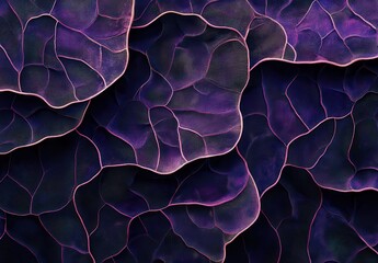 Poster - Abstract dark purple textured leaves with intricate veins creating a visually striking pattern suitable for modern design, backgrounds, and artistic projects