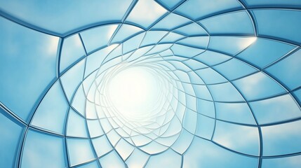 Poster - creative architectural spiral design with bright light illuminating the center from above