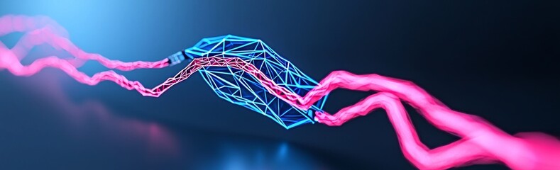 Poster - A neon-lit digital shield on a dark background, representing cybersecurity and data protection.