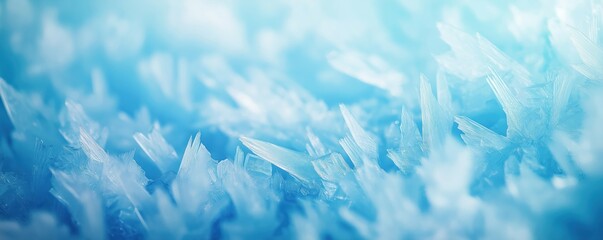 Poster - Frozen blue ice crystals. Abstract winter texture. Detailed frosty crystals. Detailed view. Frozen icy background. Winter scene. Frozen particles. Beautiful winter landscape. Cool wintry texture.