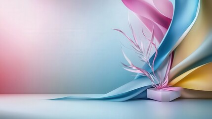 Poster - Artistic abstract shapes modern studio digital wallpaper minimalist environment dynamic viewpoint creative concept