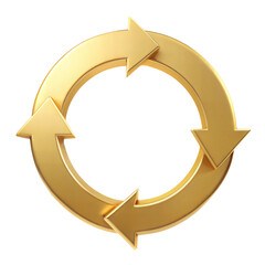 Wall Mural - golden circular arrows info graphic element, isolated on white transparent background, png element