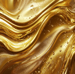 Aufkleber - Swirling patterns of liquid gold with bubbles create a luxurious and dynamic visual effect in an abstract display