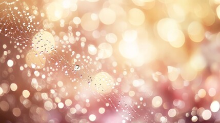 Wall Mural - dewdrops on spiderweb with bokeh background.