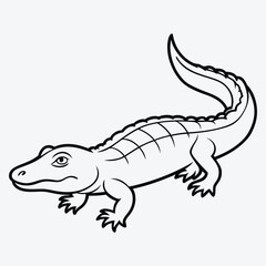 Alligator line art White background illustration Generative Ai