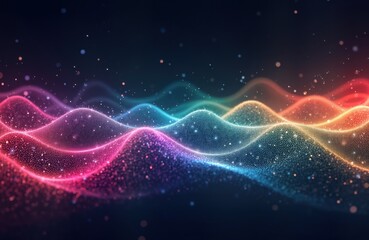 Aufkleber - colorful abstract waves dynamic pattern. many colors on dark background. creative energy movement. v
