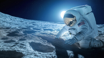 Wall Mural - astronaut explores lunar surface during moon mission