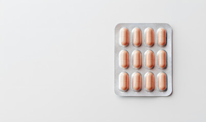 Wall Mural - Pills in Blister Pack on a Simple Background – Pharmaceutical Product Concept