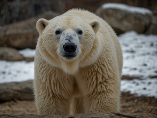 Canvas Print - Polar bear in a zoo habitat.