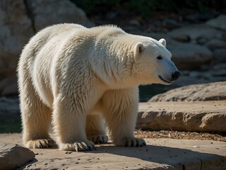 Canvas Print - Polar bear in a zoo habitat.