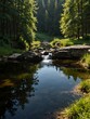 © claudunia - Pond in the center of Krasna Lipa near Bohemian Switzerland Park.