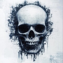 Aufkleber - Skull icon on white background. The hacker hacked the system. Cyber crime. Web programming. Icon in a flat style. Vector illustration