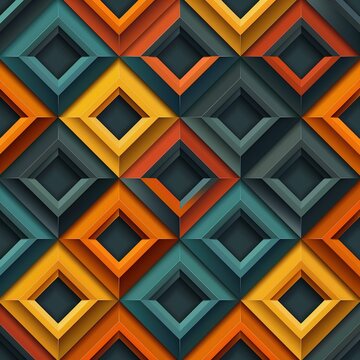 Abstract funky 1950's background with rhombus elements and retro colors. Realistic design in futuristic retro style background with perforation. Vector illustration.