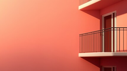 Poster - colorful balcony and wall create a cozy atmosphere in modern architecture under bright sunlight in u
