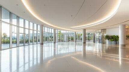 Poster - modern interior of a spacious lobby showcasing sleek design and natural lighting in a contemporary b