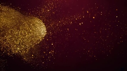 Wall Mural - Golden Dust Explosion on Burgundy Background: Abstract Photography