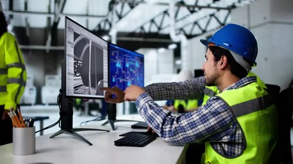 Leinwandbilder - Engineer Doing 3D CAD Model Design On Computer