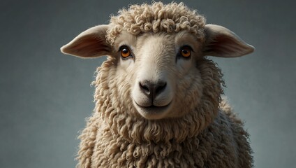 Wall Mural - Realistic cartoon avatar of a cute sheep.