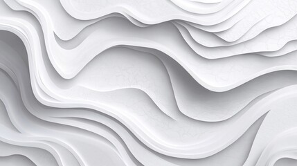 Poster - Abstract white wave design. Elegant geometric pattern. Luxury design element. Stylish topographic map. Papercut style. Curved layers create 3D effect. Modern abstract background.
