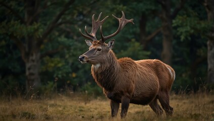 Wall Mural - Red deer, single female in the wild.