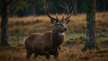 Wall Mural - Red deer, single male in the wild.