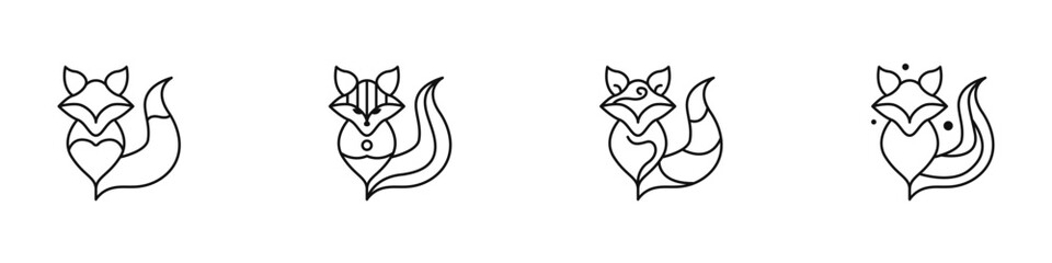 Poster - Fox icon. Set of stylish fox logos. Fox branding icon. Design set of fox icon vector. Fox isolated on white background. Animal fox vector outline. Vector illustration.