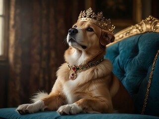 Wall Mural - Regal dog in a royal pose.