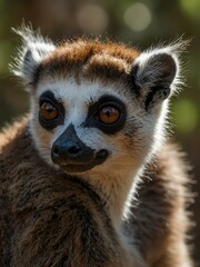 Wall Mural - Ring-tailed lemur portrait in Madagascar’s Berenty Reserve.