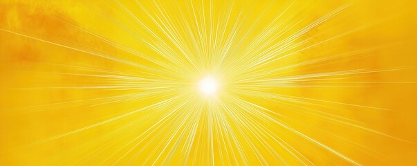 Aufkleber - Bright yellow background displays radiating sunburst effect. Abstract illustration suggests energy, warmth. Suitable for various design projects. Visually appealing, simple. Ideal for digital art,