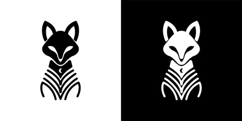 Poster - Fox icon. Black and white fox logo design. Fox silhouette. Wild animal fox. Fox brand logo. Elegant fox emblem. Vector illustration.