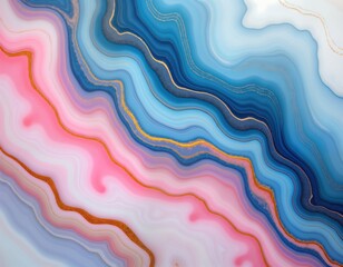 Aufkleber - Abstract liquid marble pattern in blue pink, golden colors. Swirls, waves create dynamic, decorative design. Suitable for various backgrounds surface decor. Trendy design ideal for modern interior.