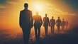 © Chotijah - Silhouettes Of Businessmen Walking Towards Sunset