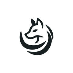 Poster - Fox icon. Black fox logo design. Fox silhouette. Wild animal fox. Fox brand logo. Elegant fox emblem. Vector illustration.