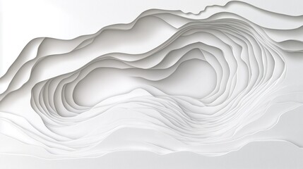 Aufkleber - Abstract white papercut wave pattern creates layered topographic canyon map. Modern geometric design with smooth curves, light relief texture. Complex layered carving, shadowing. Suitable for luxury